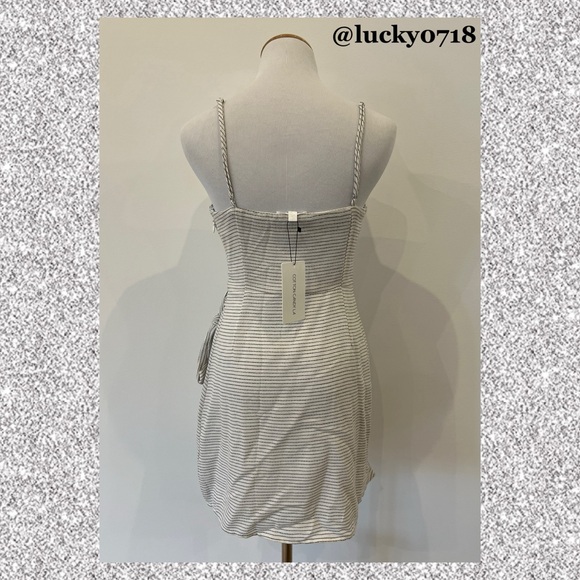 Cotton Candy LA NWT Laura Black and White Striped Ruffle Wrap Mini Dress Sz S - Picture 7 of 11